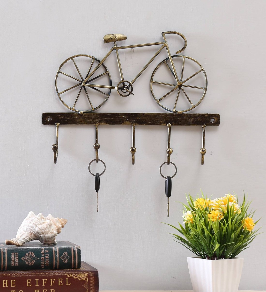 Brown Iron Cycle Hook Wall Decor by Decorfry