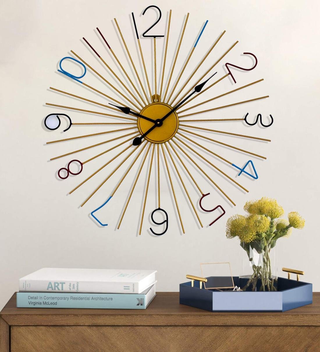Gold Color Metal Wall Clock By Decorfry