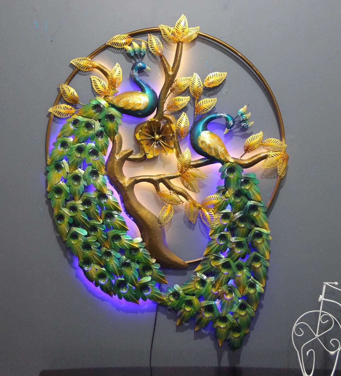 Metal Ring Lovebird Peacock Led Wall Panel By Decorfry