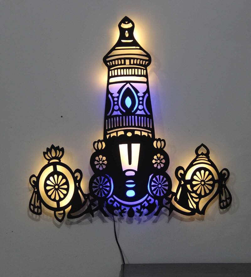 10 iron balaji wall art with led in black by decorfry by decorfry