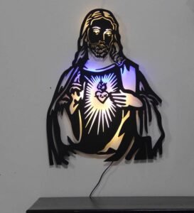 12 iron jesus wall art with led in black by decorfry by decorfry