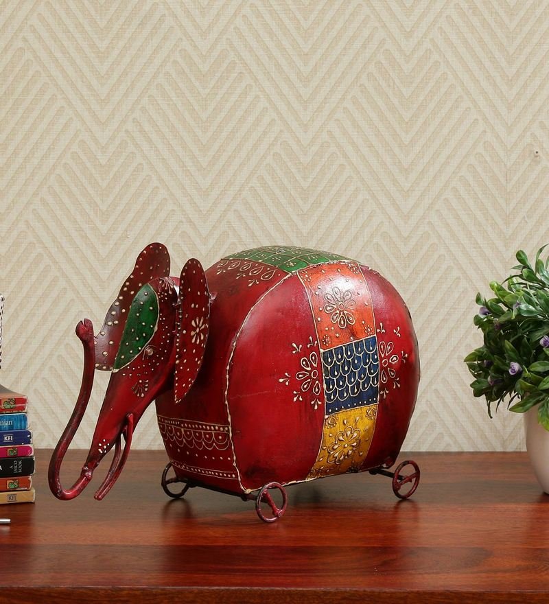 142 iron elephant pigi bank in red by decorfry by decorfry