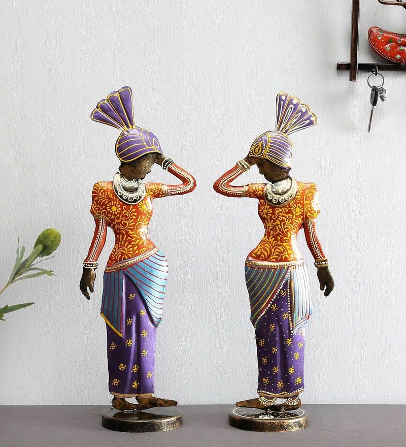 146 metal dancing lady showpiece set of 2 by decorfry by decorfry