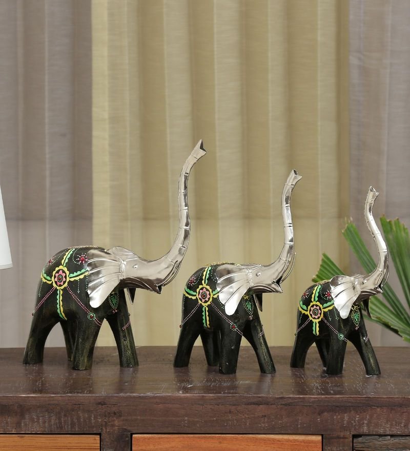 155 green iron and wood animal figurine set of 3 by decorfry by decorfry