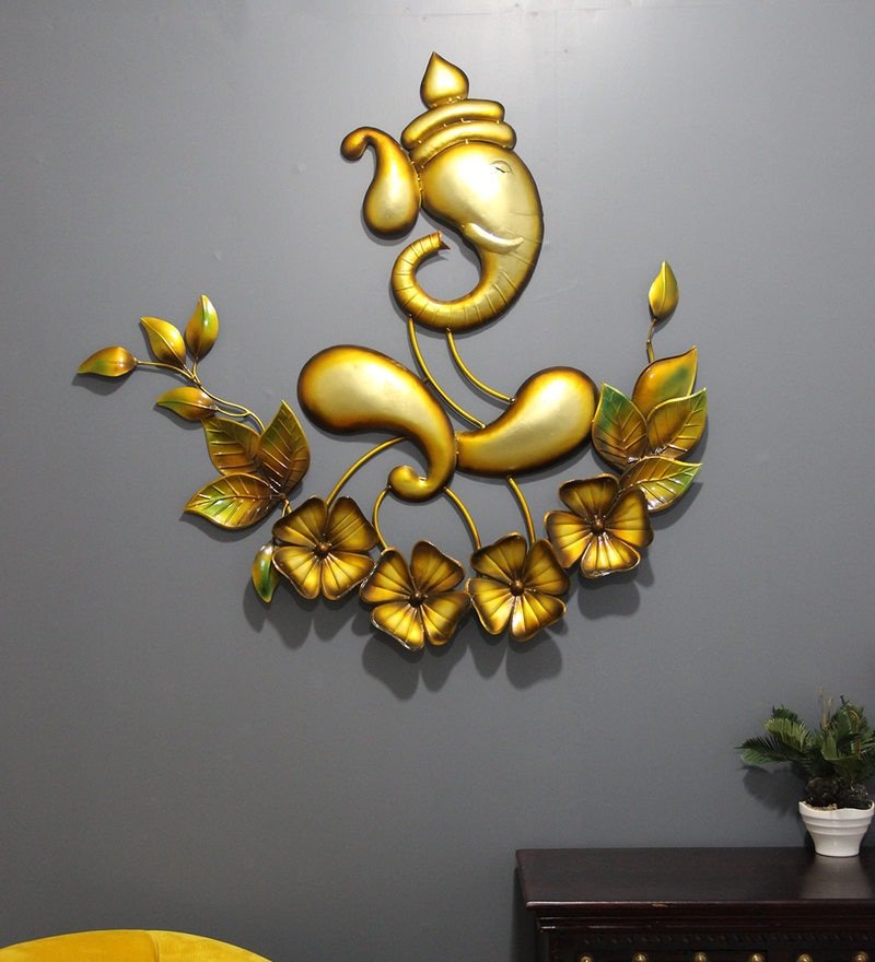 20 iron lord ganesha wall art in gold by decorfry by decorfry