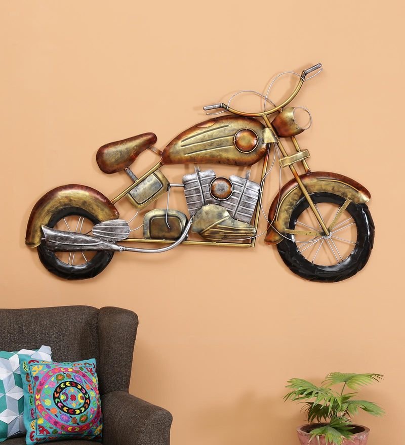 21 wrought iron bike wall art in gold by decorfry by decorfry