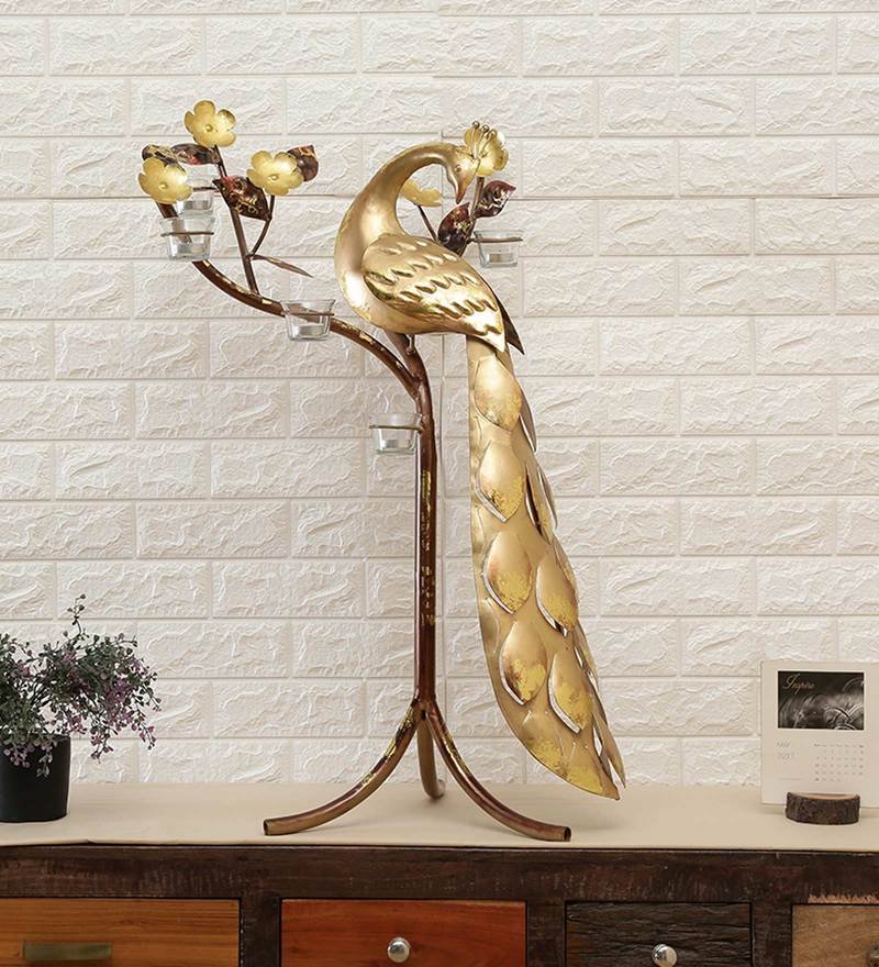 22 gold iron standing peacock showpiece by decorfry by decorfry