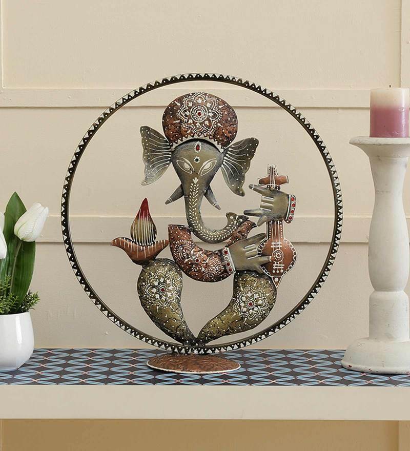 40 iron lord ganesha wall art in multicolour by decorfry by decorfry
