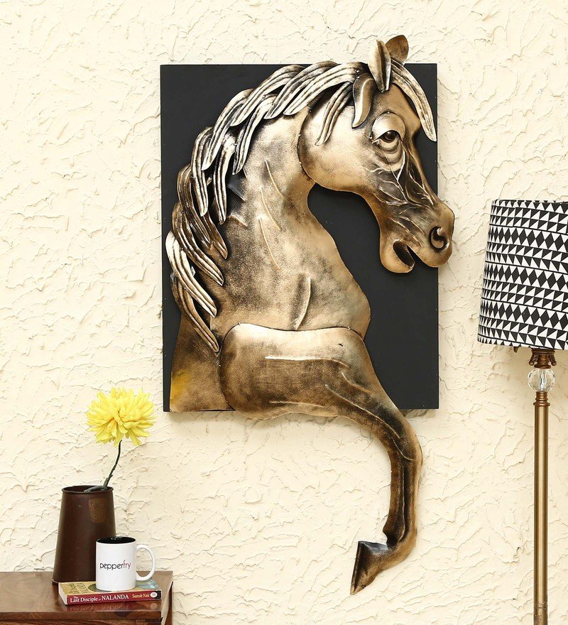 50 wrought iron horse in frame wall art in gold by decorfry by decorfry