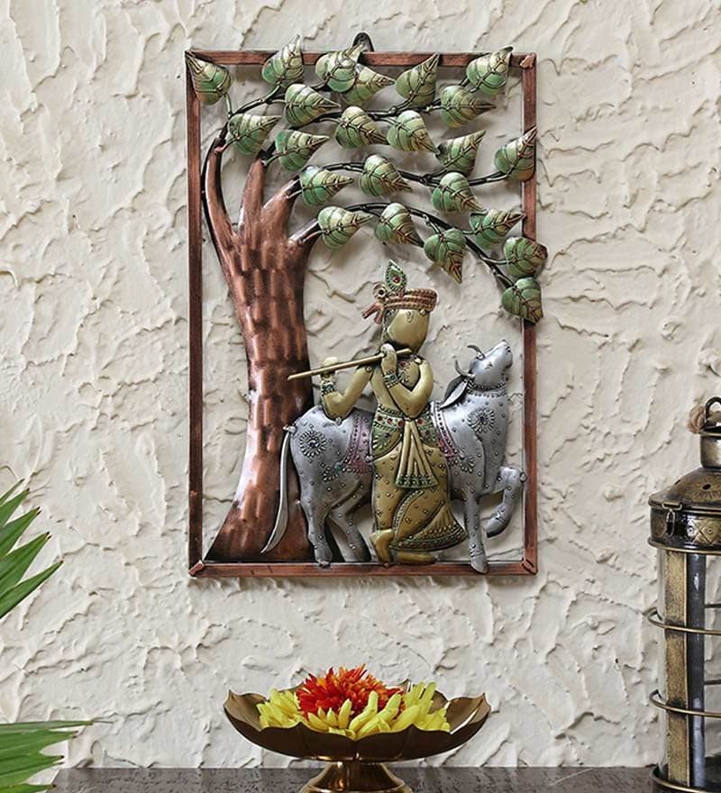 55 wrought iron lord krishna wall art in brown by decorfry by decorfry