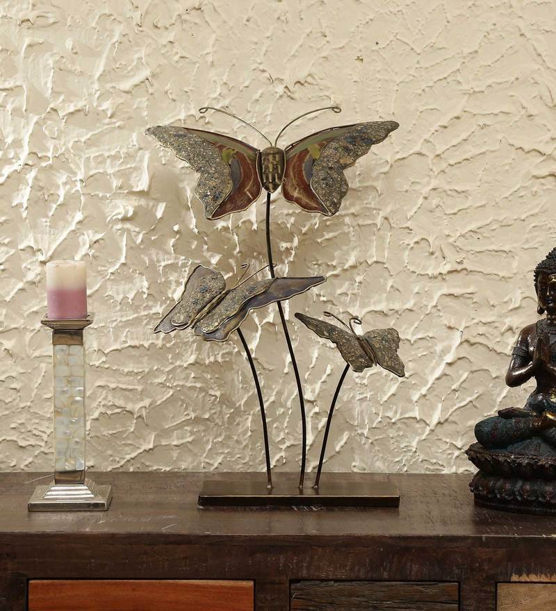 78 multicolour iron kyra three butterflies bird figurine by decorfry by decorfry