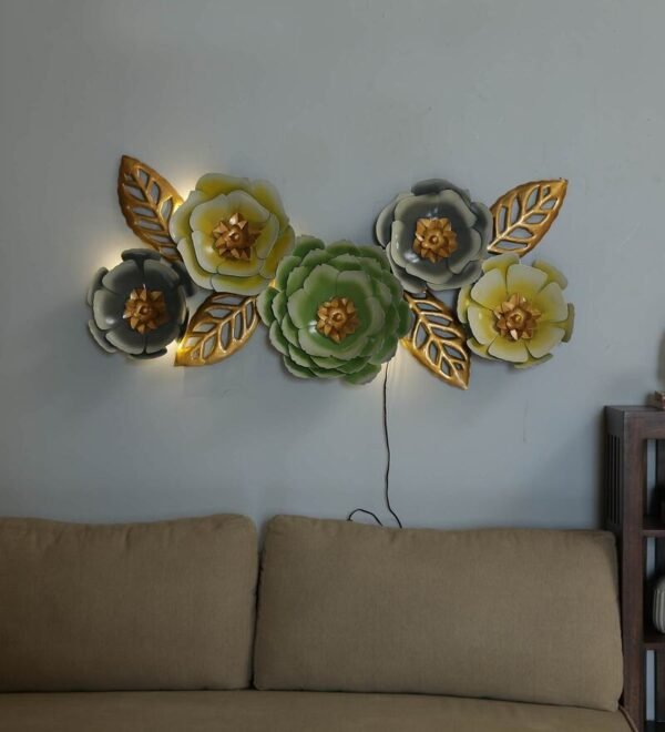 45 iron leaf wall art with led in gold by decorfry by decorfry